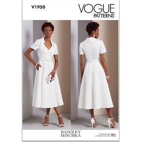 Vogue Misses' Lined Dress Sewing Pattern Packet by Badgley Mischka, Design Code V1950, Sizes 16-18-20-22-24, Multicolor