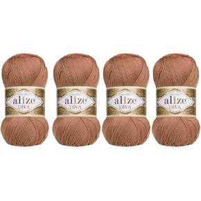 4 Balls Hand Knitting Yarn 100% Microfiber Acrylic Yarn Alize Diva Silk Effect Thread Crochet Art Lace Craft Lot of 4 skeins 400gr 1532yds (261)