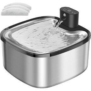 Wireless Cat Water Fountain Stainless Steel, Cordless 118oz/3.5L Pet Water Fountains for Cats Drinking Indoor, Automatic Water Dispenser with Motion Sensor & Ultra Quiet, Rechargeable
