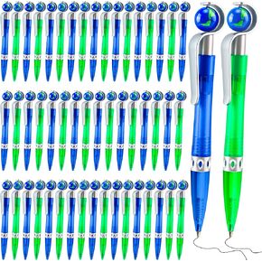 52 PCS Earth Pens Bulk Bulk Retractable Cute Globe Ambes Shape Shape Earth Day Favor Point Pens Ink Black حبر 1.0 مم للأطفال لوازم مدرسة الطالب الطالب