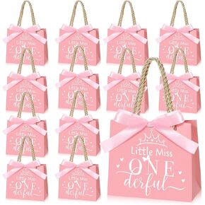 Saypacck 25 Sets 1st Birthday Gift Bags Wonderful 1st Birthday Party Favors Bags with Handles Baby Shower Decorations, 5.51 x 2.36 x 4.72 Inches