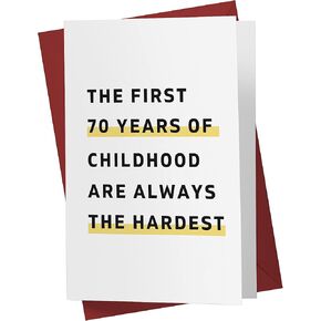 Karto Funny 70th Birthday Card for Men Women - Large 5.5x8.5 inch 70 Years Old Birthday Cards for Him Her - Childhood
