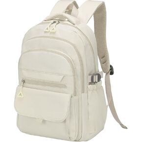 Aesthetic Daypack Backpack, Water-Resistant 15.6" Laptop Backpack for Women and Men, Featuring Touch-Fastener and Anti-Theft Pockets (Khaki)