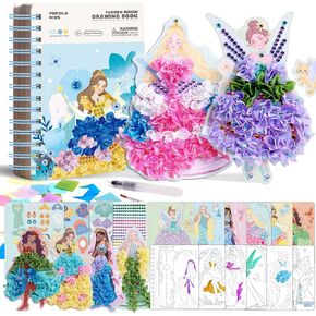 Magic 4 in 1 Poke in Art Kits for Girls, Pretty Princess Game with Princess Stickers, Watercolor Paint, Diamond Art Crafts for Kids Ages 4-8, DIY Activity Gifts for 4 5 6 7 8+ Year Old Girls