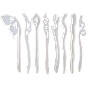Honbay 8PCS Silicone Hairpin Molds Hair Stick Molds Jewelry Clip Molds for Hairpin Clip DIY Making Supplies