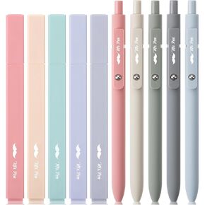Mr. Pen- Aesthetic Highlighters and Gel Pens No Bleed, 10 Pack, Morandi Color Bible Highlighters No Bleed, Black Ink Bible Pens, Highlighter Pens, No Bleed Highlighters for Bibles, Bible Pens