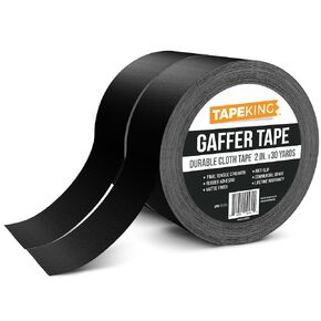 Tape King Gaffers Tape 2-Roll Pack- 2" W x 30 Yards Per Roll (180 ft) - Cloth Matte Black Backing, Rubber Adhesive Leaves No Residue, Secure Cords to Stages, for Concerts, Weddings