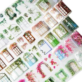 Book-Themed PET Tape Set, 6 Rolls of Library and Nature-Inspired Stickers for Scrapbooking, Journaling, DIY Crafts, and Gift Wrapping