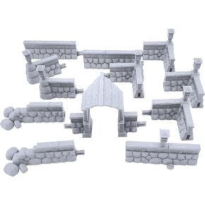 EnderToys Fishers Village Walls by Makers Anvil, 3D Printed Tabletop RPG Scenery and Wargame Terrain 28mm Miniatures