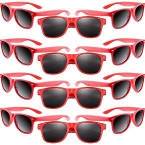 MIAHART 12 Pack Kids Party Sunglasses Bulk Summer Party Favors Retro Glasses for Boys and Girls Birthday Party Supplies, Red