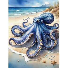 YEEIFFD Blue Octopus Diamond Painting Kits for Adults, Sea Animals 5D DIY Diamond Art Kits Full Drill Diamond Dots for Gift Wall Decor and Relaxation Gem Arts 12x16inch