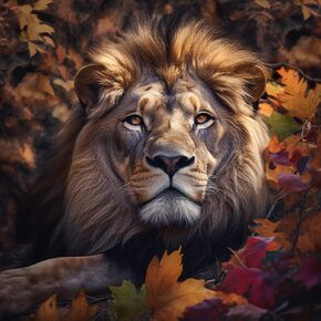 Pavemlo 5D Diamond Art Kits for Adults Lion Animal, Full Drill Diamond Art Maple Leaf Pictures Paint with Diamonds, DIY Cross Stitch Jewel Art Rhinestone Craft for Home Wall Decor 12X12 Inch