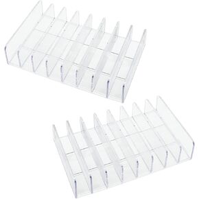 Acrylic Mail Holder 2 Pack, 7 Slots Clear Desk Organizer for Sorting Mail, Clear Bill Money Organizer for Envelope, Card and Makeup, Cash Tray for Cash Stuffing, Use in Home and Office