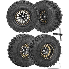الكامل النحاس 1.0 بوصة Beadlock RC Truck Tyres Tyres ترقيات جزء من 1/18 1/24 TRX4M AXIAL SCX24 RC Crawler ، RC Wheels Hops Up (4pcs Black)