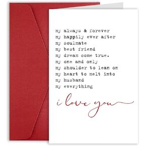 Romantic Valentine Day Card Husband, Romantic Anniversary Card Gift for Husband, Ideal Birthday Poem Sentimental Card for Husband, Cute Valentine's Day Gift for Husband