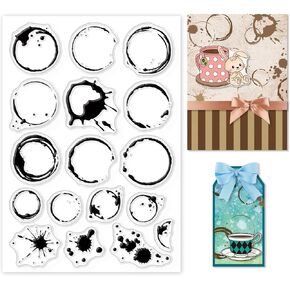 GLOBLELAND Tea Stains Clear Stamp Coffee Stains Background Transparent Silicone Stamp Spill and Splatter Rubber Stamp for Scrapbook Journal Card Making 4.3 x 6.3 Inch