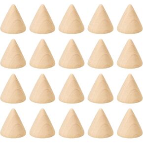 PATIKIL 25x20mm Natural Wood Cone Ring Holder, 20 Pack Finger Jewelry Display Stand Organizer Unpainted Wooden Cones for DIY Craft