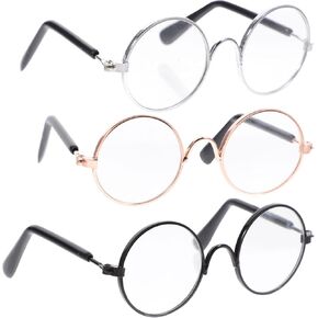 نظارات دمية Toyvian 3pcs 3 أزواج من الأسلاك المعدنية أحلام الدمية نظارات مصغرة تناسب نظارات مصغرة لثلاثين دمى ملحقات زي دمى صغيرة ، لون متنوع ، 8.3 سم/3.26 بوصة (W)