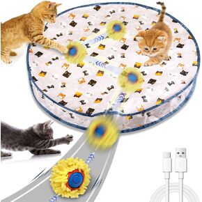 Interactive Cat Toys for Indoor Cats, Kitten Toys Sea Urchin Smart Bounce Ball Fast Rolling with Light, Automatic Moving Cat Ball Toy Electric Cat Toy Hide and Seek Game in Pouch