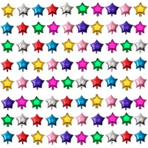 5 بوصة شكل النجوم البالونات 80pcs البالونات Mini Mylar الهيليوم البالونات نجم قوس قزح لزخارف حفل زفاف حفلة عيد ميلاد. （لا يمكن أن تطفو）