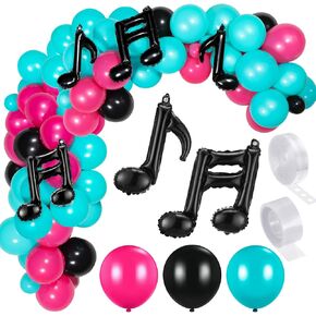 Sumind 141 Pieces Music Birthday Party Decorations Includes Black Red Blue Musical Balloon Kit Garland Music Note Balloons for Boys and Girls Birthday Short Video Decor (Simple Style)
