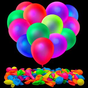 110 PCS UV Neon Balloons ، 7 Colors Blacklight Balloons الفلورسنت يتوهج في زخارف عيد الميلاد المظلمة لعيد الميلاد ، حفل زفاف ، حفلة نيون ، لوازم الحفلات التوهج