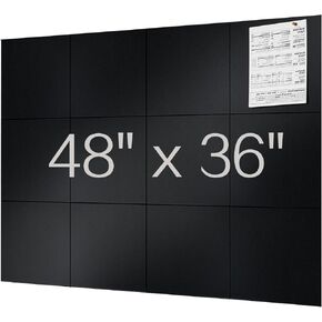 Large Cork Board Alternative - 48" x 36" 12 Pack Felt Wall Tiles with Removable Adhesive Tabs, Cork Boards for Walls Cork Board for Office Pin Board, Modern Bulletin Boards Felt Board for Wall, Black