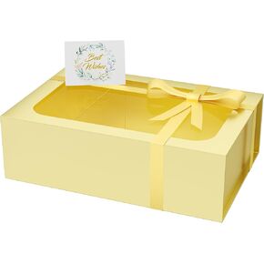 صندوق هدايا كبير مع نافذة ، 13.5 × 9x4.3 في صندوق الهدايا الأسود للعرفات المغناطيسية قابلة للطيات لربط اقتراح رجال العريس ، عيد ميلاد ، التخرج ، عيد الميلاد ، يحتوي على بطاقة ، شريط in Kuwait