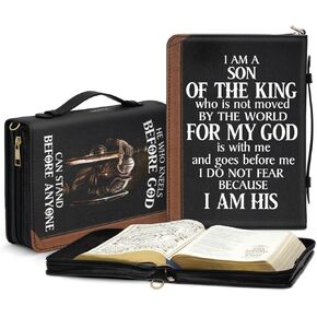 Jeuspirit Bible Covers - Leather Bible Organizer Case, Christmas Gifts For Women, Men, Christian Gifts For Women - Bible Holder Bag, Bible Carrying Case Large Size (Son Of The King)