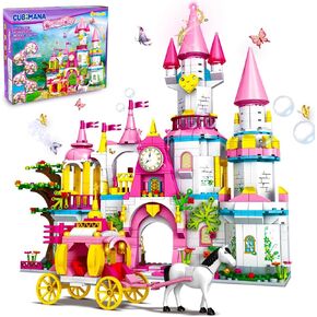 Girls Castle Princess Building Toys - Girl Fantasy House 5-in-1 Castle & Carriage Playsets Building Blocks Architecture Sets Birthday Gifts for Kids Age 6 7 8 9 10 11 12 Years Old (998 PCS)