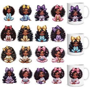 Black Women UV DTF Decals - 16 Sheets African American Women UVDTF Cup Wraps for 16 OZ, Christian Faith Rub on Transfer Wrap Stickers for Glass Cups Water Bottle Mug Tumbler, DIY Crafts