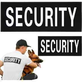 Security Patch 2 Pack Reflective Security Patch Hook and Loop Durable Fabric Patches with Reflective Printed Letters for Officer Guard Custom Uniforms Vest, Jacket, Carrier, Hat, 1Small and 1 Large