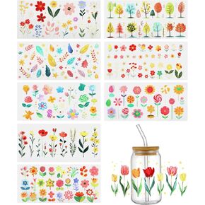 UV DTF Cup Wraps,10 Sheets Boho Mental Health Waterproof UV DTF Tumbler Wrap for 16 oz Glass,Daily Affirmation Inspiration Uplifting Quotes Transfer Stickers Decals for Glass Cups Teen Therapist Gifts