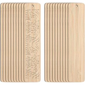 Framendino, 20 Pack Engraving Bamboo Blanks Bookmarks Blank Bookmark Unfinished Wood Hanging Tags with Holes for DIY Crafts
