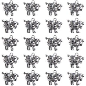 20Pcs Sheep Stainless Steel Charms Pendants Antique Silver Cute Sheep Pendant 0.7inch Mini Animal Shape Dangle for Jewelry Making Necklace Bracelet Earring Accessories