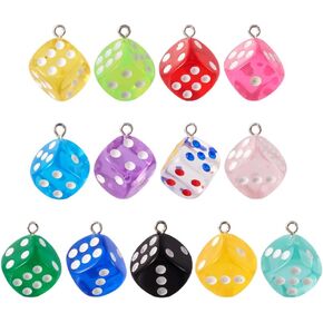 20pcs Lucky Dice Pendants D20 Polyhedral Dice Charms Opaque & Transparent Resin Faceted 20 Sided Dice Dangles for Jewelry Making DIY Bracelet Necklace Earring Keychain Hanging Ornament