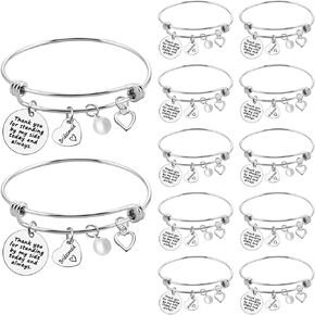 Bridesmaid Bracelet Set of 12 Bridesmaid Gifts from Bride Wedding Jewelry for Sister Best Friend Maid of Honor Adjustable Bangle for Bridal Shower Maid of Honor Bachelorette Party Favor Thank You Gift