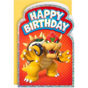 Hallmark Nintendo Super Mario Bros. Birthday Card (Bowser) for Kids, Teens, Gamers