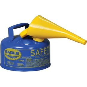 Eagle 5 Gallon Type I Red Safety Gas Can for Gasoline with Flame Arrester, Self-Closing Lid, and F-15 Funnel, Made in the USA, Galvanized Steel Flammable Storage Can, UI50FS