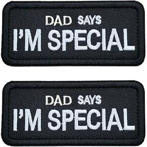 2 Pcs Dog Patches,Dad Says I'm Special Tactical Patch Embroidered Badge,Embroidered Applique Fastener Hook and Loop Emblem,Funny Patches for Backpacks,Dog Harnesses,Service Animal Vests,Tactical Gear