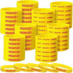 Cunno 50 Pieces VBS 2025 Magnified Wristbands Religious Silicone Gospel Wristbands Decorative Reusable Bible Rubber Bracelets Bulk for VBS Events School Activities Christian Party Gifts