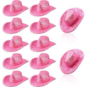 Sotiff Mini Western Cowboy Cowgirl Hat Small Disco Toy Hat Cute Miniature Cap for Party Drinks Cupcake Toppers