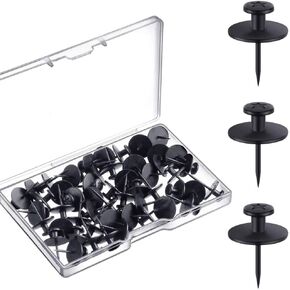 30 Pcs Double Headed Picture Hangers Nails Black Thumb Tacks Small Head Hanging Nails Push Pins Decorative Wall Hooks Picture Hanging Hook Pins