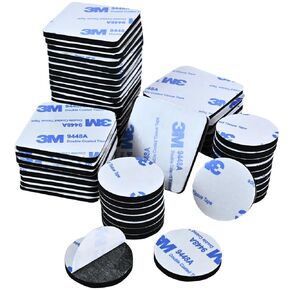 108 Pcs Double Sided Foam Tape,Heavy Duty 3mm Thickness Self-Adhesive Mounting Tape, Super-Sticky Black Strong Pads Include Square Round,Waterproof for Walls Door Wood Metals Glass Papers (Black)