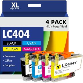LC404 MFC-J1205W LC404XL Ink Cartridges for Brother Printer 404XL LC 404 XL for MFC-J1205W MFC-J1215W MFC J1205W J1215W - 4 Pack High Yields Black Cyan Magenta Yellow