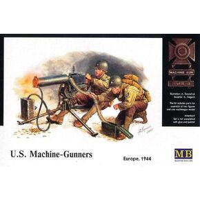 Master Box WWII US Machine Gunners (2) with Browning M1917A1 MG Figure Model Building Kits (1:35 Scale)