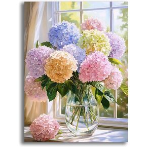 VAIIEYO 5D DIY Diamond Art Kits for Adults Hydrangeas, Diamond Painting Flower, Diamond Art Full Drill Round Rhinestone Craft Canvas for Home Wall Decor Gift 12x16 inch-7