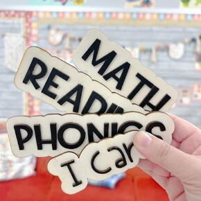 White Board Magnetic Labels, 7 Wood Classroom White Board Magnets Classroom Objectives Display Classroom Labels, First Year Teacher, Teacher Appreciation Gift, Back to School