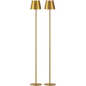 2Pack Cordless LED Floor Lamp,3 Color Touch Control Rechargeable Lamp,Stepless Dimmable Adjustable Height Lighting for Living Room,Kitchen,Dining Room Lamp (2Pack Gold)