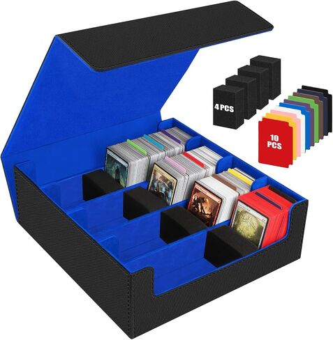 AOBOPLE 1800+ Trading Card Storage Box, Card Deck Case for Trading Cards with 10 Pcs Colorful Dividers & 3 Foam Card Supporters Commander Card Deck Case for Magic Game Cards YugiOh, TCG in Saudi Arabia
